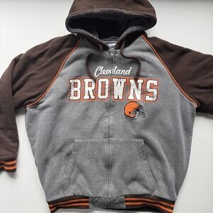 NFL Cleveland Browns Heavyweight High Pile Fleece Full Zip Hoodie Jacket Mens XL
